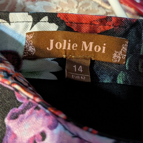 Brand: Jolie Moi, Size: 14, Color: Black with Multi Floral - Picture 3 of 3